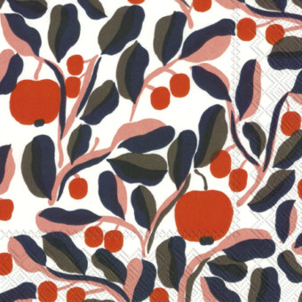 Marimekko Cocktail-Servietten Jaspi, white rose