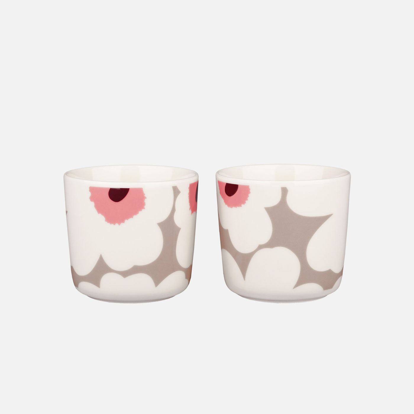 Marimekko Becher ohne Henkel Unikko, beige-rosa-weinrot, 2er Set