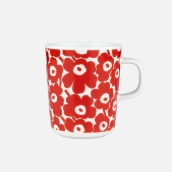 Marimekko Tasse Pikkuinen Unikko, white - red, 2.5 dl