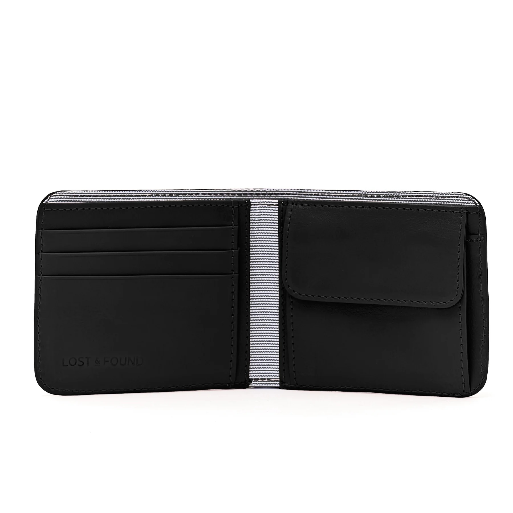 LOST&FOUND Faltportemonnaie mit Kleingeldfach, black, weiss-blauer Innenstoff – Bild 3