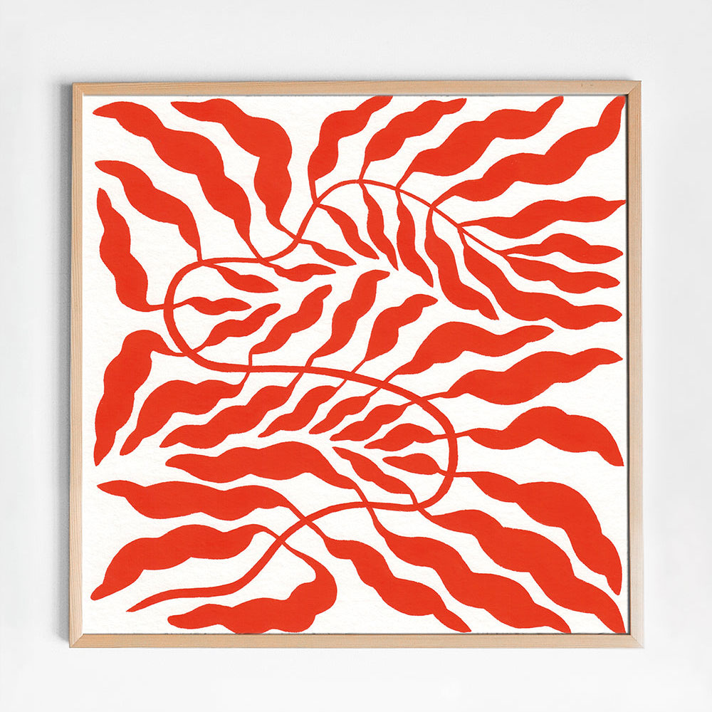 Fine Little Day Poster "Orange Red Leaf", 50 x 50 cm
