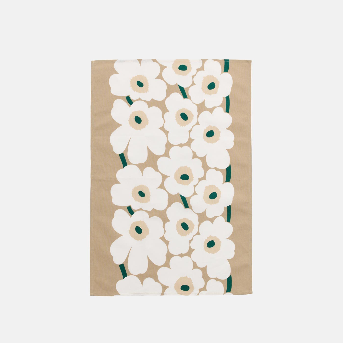 Marimekko Geschirrtuch Unikko, Weiss, Beige, Grün