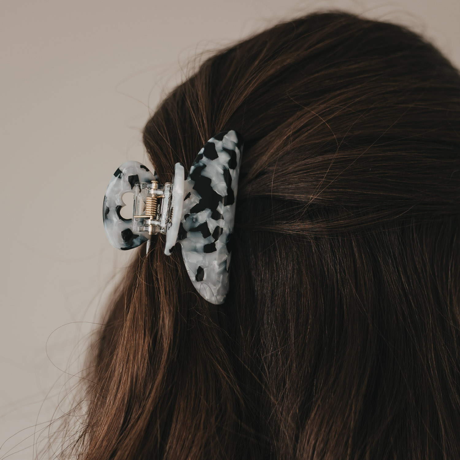 Eulenschnitt Haarspange gross Herz, Panda