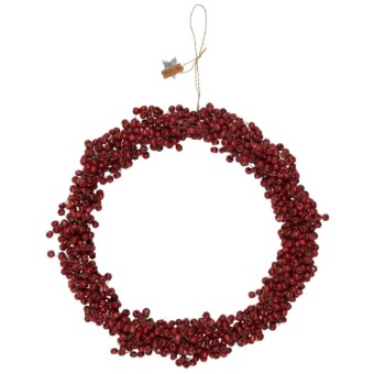 Ib Laursen Kranz mit Holzperlen Stillenat, rot, D 22 cm
