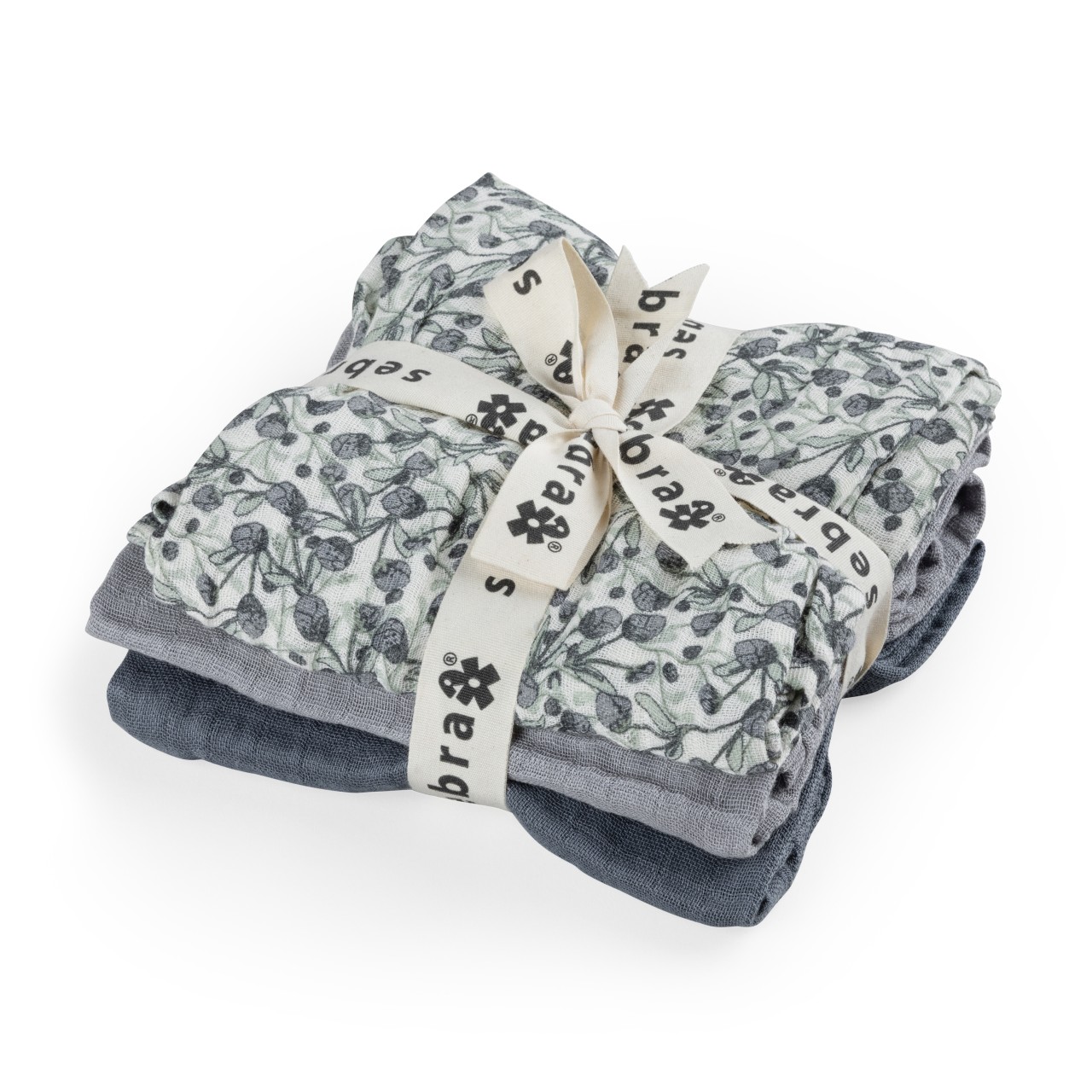 Sebra Muslintücher Blue Olive, 3er Set