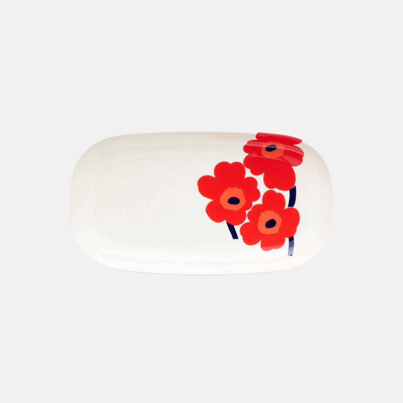 Marimekko Servierplatte Unikko, rot-blau