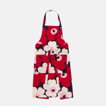 Marimekko Pieni Unikko Schürze Violett, Offwhite, Rot, Rosa